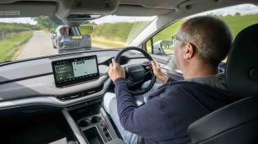 Skoda Enyaq - interior driving with senior test editor, Dean Gibson